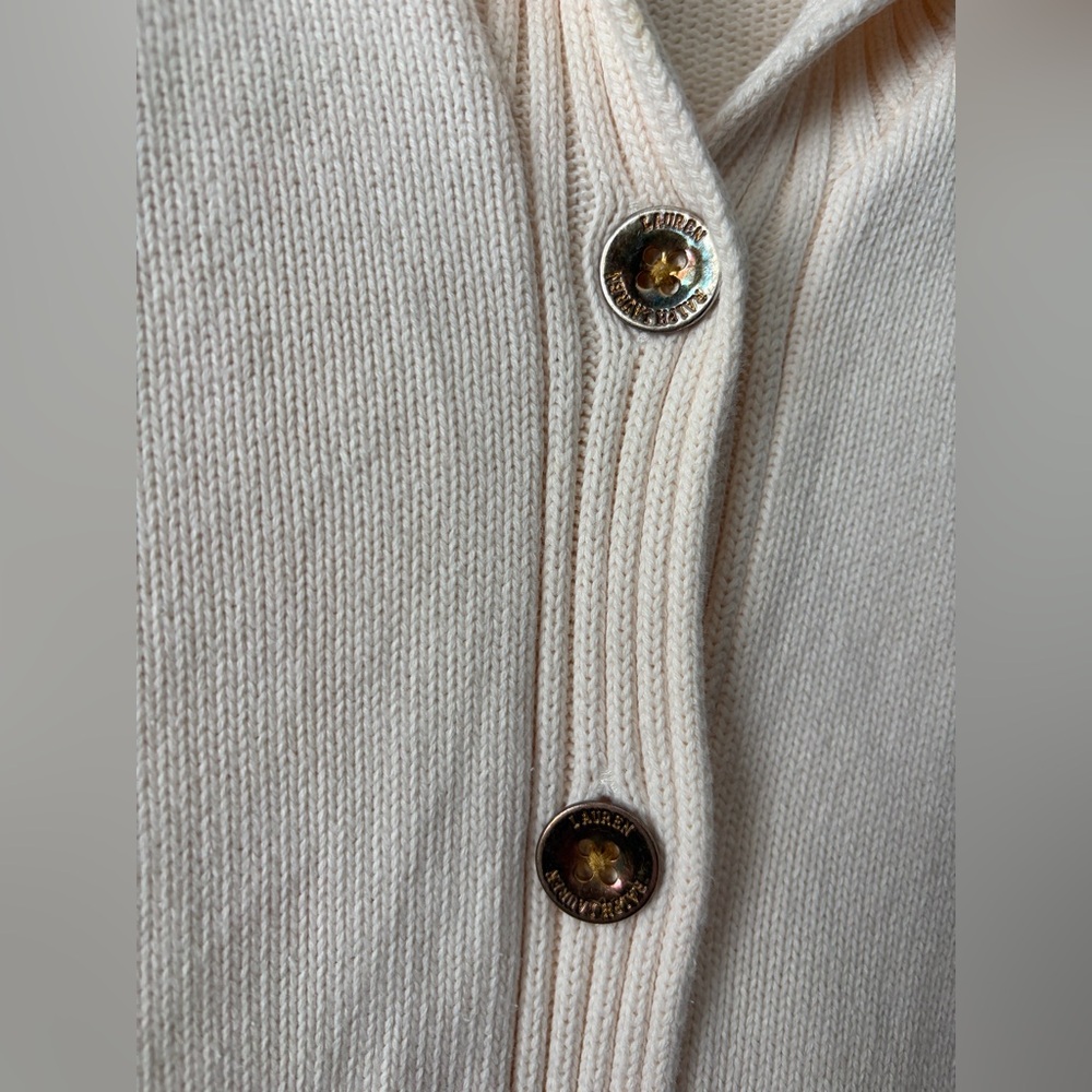 Ralph Lauren Button Front Cardigan Sweater Cream White Women’s Large L - Picture 5 of 12